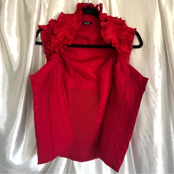 bebe Red Ruffled Blouse - Picture 4 of 5